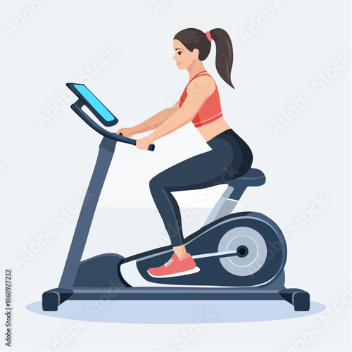 Woman exercising on stationary bike