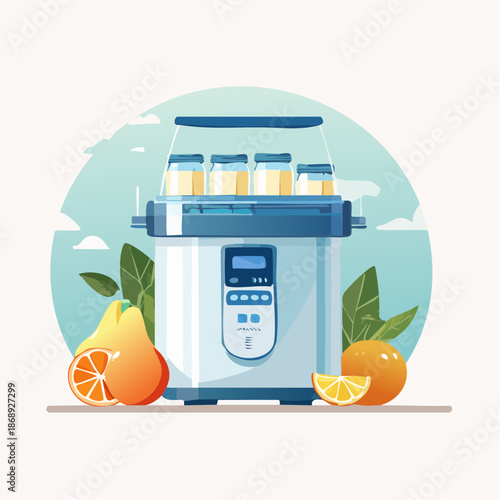 Yogurt maker with fruit and jars