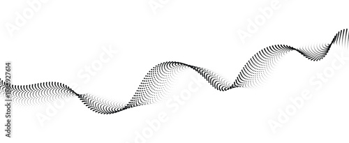 Abstract Dot Particle Wave, Smooth Flowing Dots and Wavy Curve Vector on Transparent Background