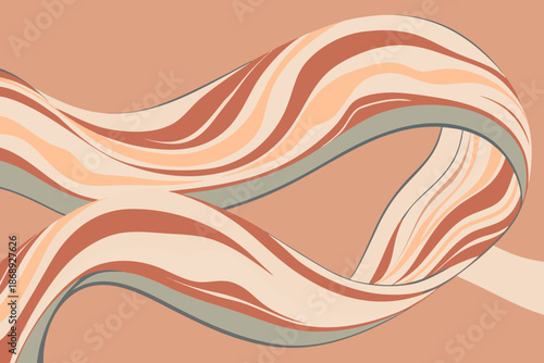 Organic marble flow with gentle ribbon streaks in peach and beige tones