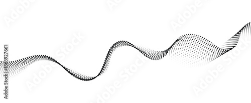 Abstract Dot Particle Wave, Smooth Flowing Dots and Wavy Curve Vector on Transparent Background