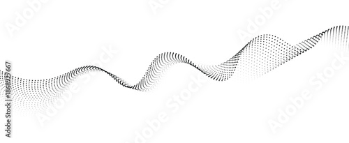 Abstract Dot Particle Wave, Smooth Flowing Dots and Wavy Curve Vector on Transparent Background