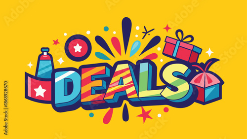 Eye-catching deals logo with rounded letters for kids' promotions and discounts