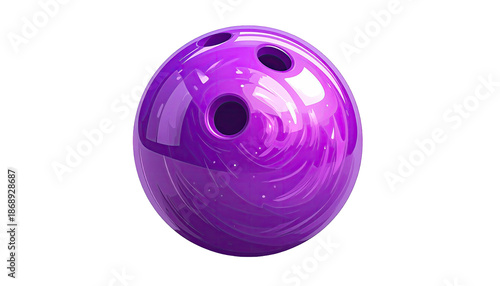 A vibrant, glossy, swirling purple bowling ball against a stark black background