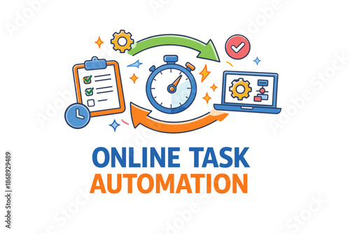 Online task automation concept with stopwatch and gears