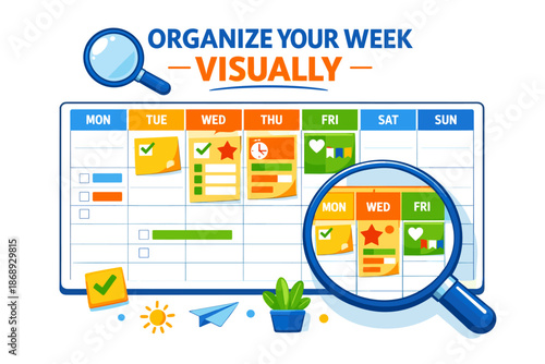 Weekly organizer with visual planning and color coding for efficient scheduling