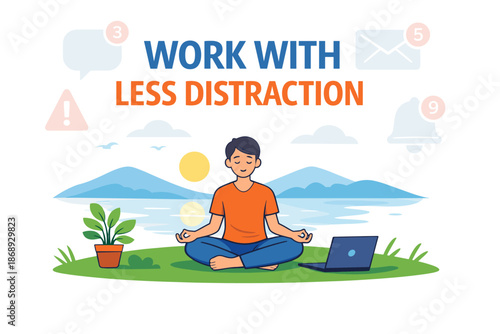 Young asian male practicing mindfulness meditation outdoors reducing distractions