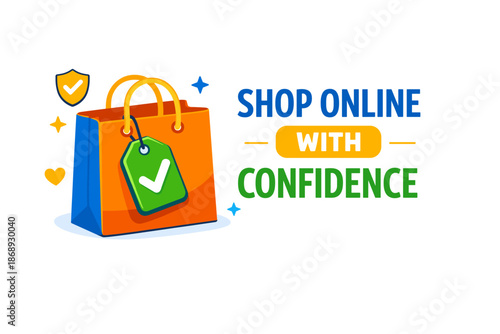 Shop online with confidence - secure e-commerce shopping bag