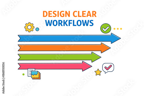Infographic arrows illustrating workflow optimization with colorful design elements