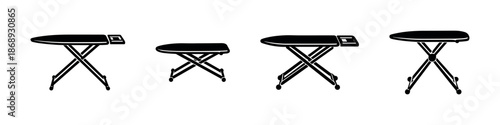 Ironing board vector icons set. household appliance symbols in solid style