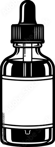 Vintage dropper bottle with empty label for apothecary use
