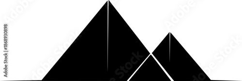 Two pyramids in solid black against white background evokes Egypt ancient history
