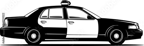 police car line art silhouette vector illustration
