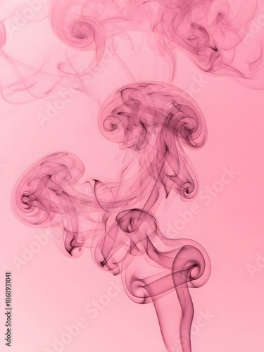 Vertical abstract pink smoke swirls and elegant vapor clouds on a soft pink background
