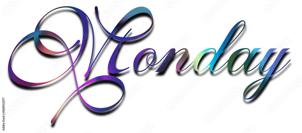 Obraz premium Monday handwritten calligraphy text isolated