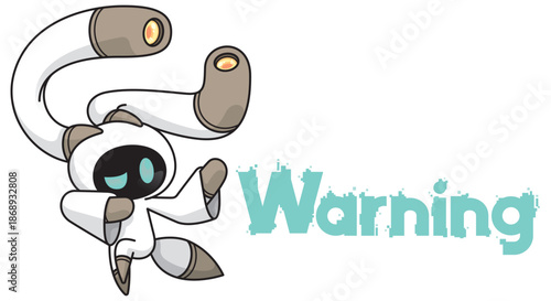 警告・注意を促すかわいいAIロボットキャラクター