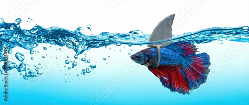 Wallpaper Mural Vibrant betta fish swimming underwater with flowing fins in a serene aquatic environment from a side viewpoint Torontodigital.ca