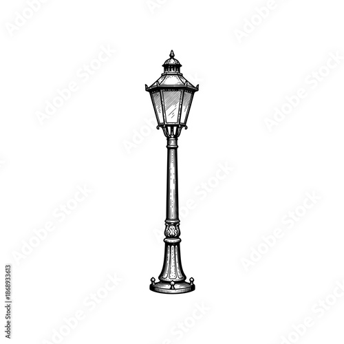 victorian street lamp engraving.