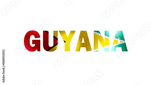 Guyana Text With Flag Isolated On Transparent PNG Background