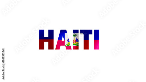 Fotografie Haiti Text With Flag Isolated On Transparent PNG Background