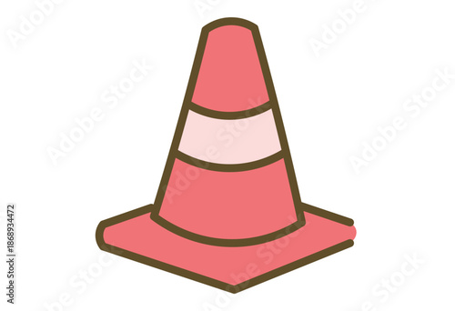Traffic Safety Cone Used At Construction And Road Work Sites For Warning, Traffic Control, Public Safety, Infrastructure Maintenance And Work Zone Management Concepts