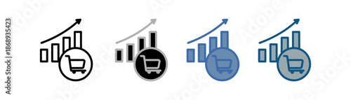 
Market trend icon set multiple style collection with bar and trolley graphic design