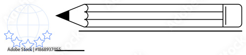 Creativity, education, communication, global collaboration, writing, design concepts. A pencil and a globe with stars. Creativity and education by writing tools and global iconography