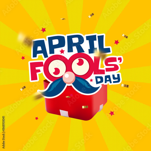 April fools surprise design template with yellow background