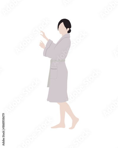 Flat vector people and illustration, woman with casual bathrobe outfit