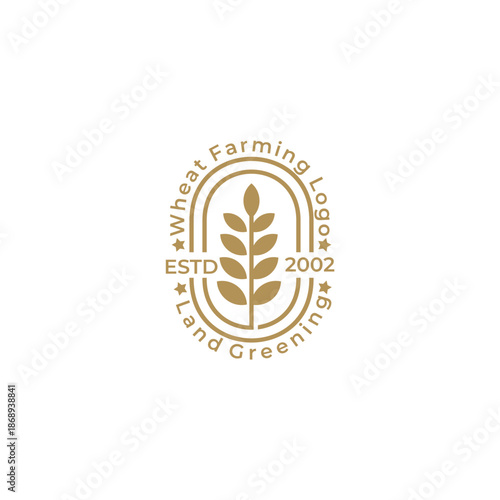 a fertile wheat farm logo with a simple appearance, line style
