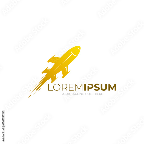 Rocket logo with delivery express design vector, swoosh logos