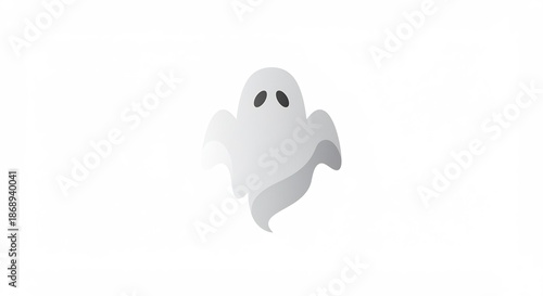 白い背景にふんわり浮かぶ可愛いゴーストアイコン優しいグラデーションで表現されたシンプルデザイン. AI Generated