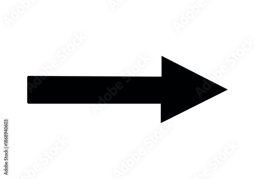 right black arrow on isolated white background. Themes include orientation, navigation, directional symbols, and minimalism