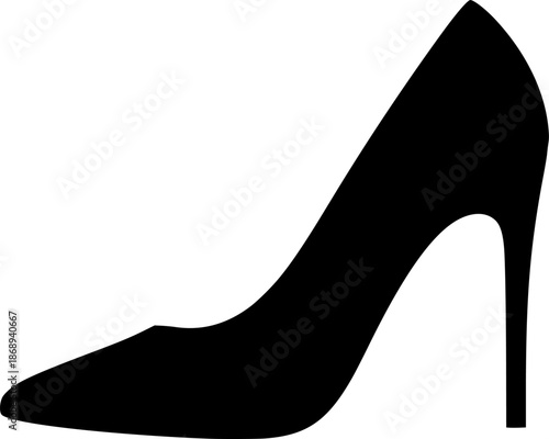 Elegant high heel shoe fashion footwear style silhouette vector illustration
