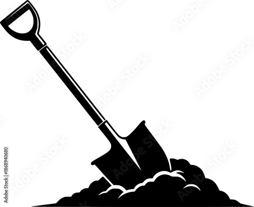 Isolated shovel digging soil gardening tool silhouette vector illustration
