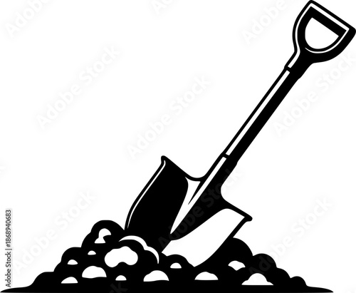 Isolated shovel digging soil gardening tool silhouette vector illustration
