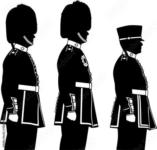 British beefeater guards silhouette vector art
