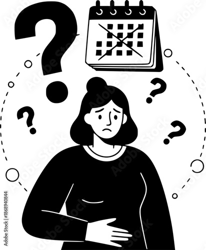 Missed period concept illustration. Woman monthly period.
