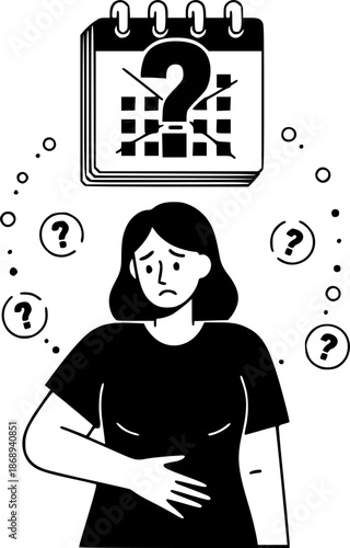 Missed period concept illustration. Woman monthly period.
