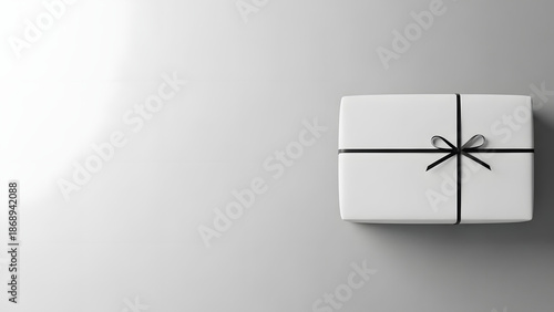 Minimal banner image showing wrapped package and empty space for text, modern retail style