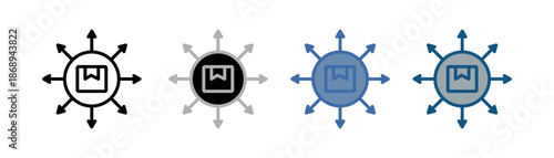 
distribution icon set multiple style collection with eight circular arrow design and logistics,