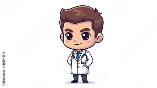 Cartoon Doctor Character with Lab Coat.