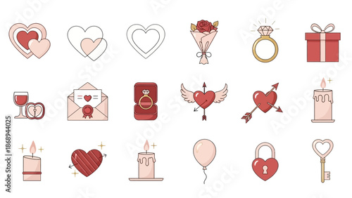Collection of Heart and Love Icons.