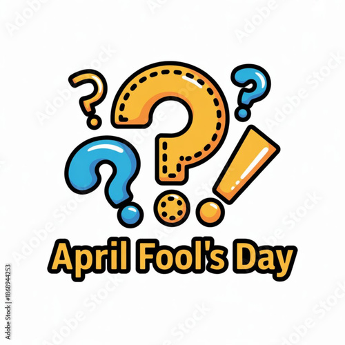 April fool's day celebrations with question and exclamation marks isolated on white background, Vector, illustration