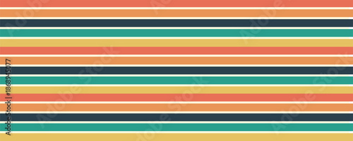 Abstract background of rainbow groovy Wavy Line design in 1970s Hippie Retro style. Vector pattern ready to use for cloth, textile, wrap and other.