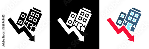 Company Failure Icon Set Glyph vector Illustration 