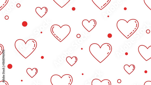 Romantic Hearts Pattern, Love Theme, Digital Design Background, Graphic Art