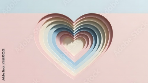 Valentine's Day: Pastel Layered Paper Cut Heart 3D Background