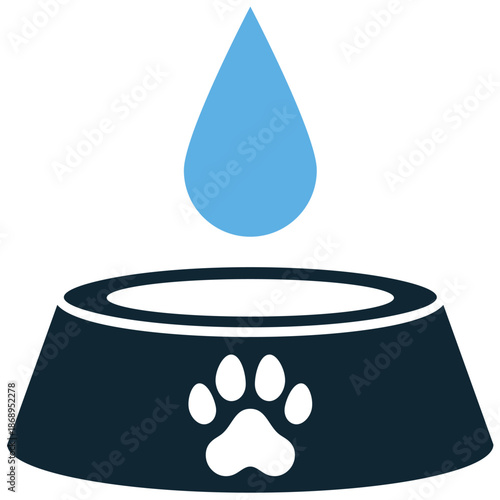 Pet hydration icon vector for water intake tracking. Ideal for drinking bowls, thirsty animals, health reminders, and liquid nutrition symbols.