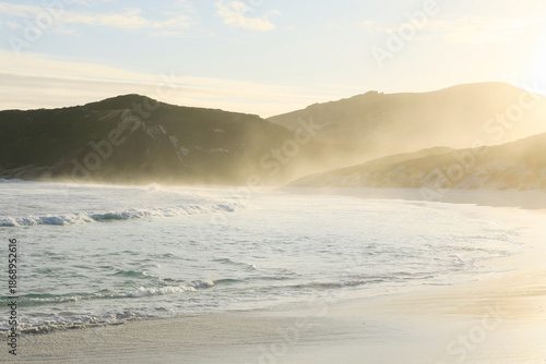 Sea mist at Hellfire Bay. Esperance. Western Australia.